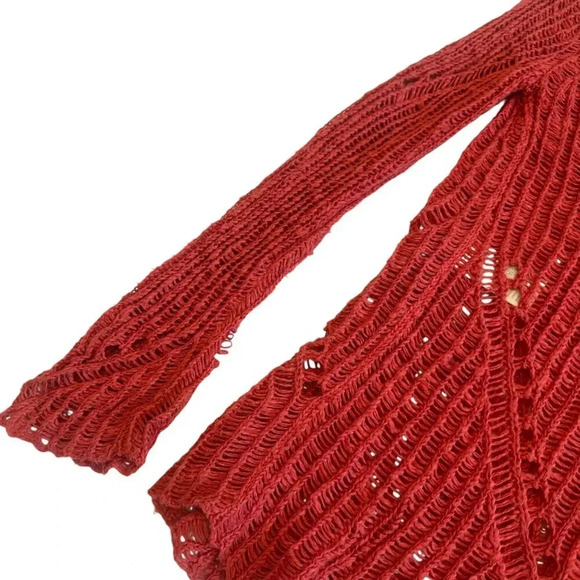 Maje Open Weave Woven Sweater Burnt Orange Pullover Cotton Size 1 Small Women's - Picture 8 of 13